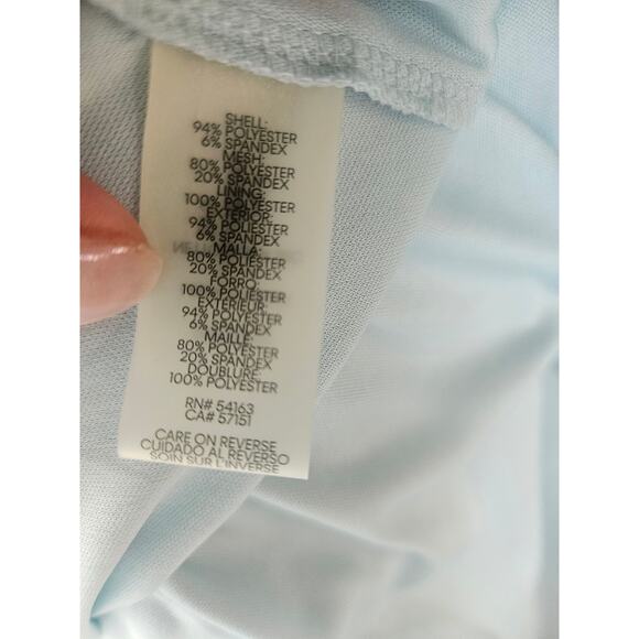 Calvin Klein Floral Aqua Blue Dress Sz 18 Fit Flare Fully lined Princess Seams - Picture 11 of 12